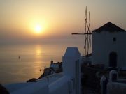 sunset from oia santorini greece by roadsofstone